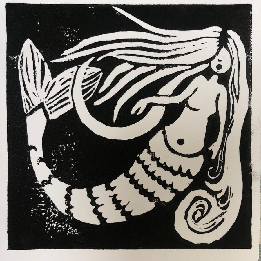 Mermaid print card