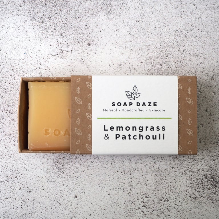 Lemongrass & Patchouli soap, vegan, handmade, natural, zero waste, bar soap. 