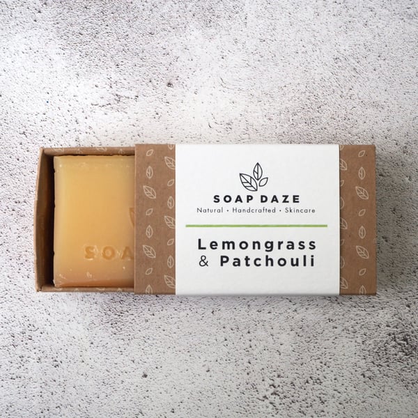 Lemongrass & Patchouli soap, vegan, handmade, natural, zero waste, bar soap. 