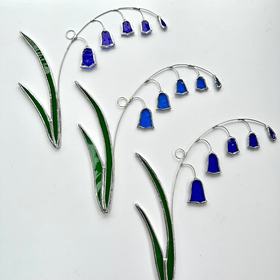 Stained Glass Bluebell Suncatcher - Handmade Hanging Decoration