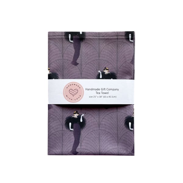 Fabric Handmade Pretty Cotton Tea Towel with a Art Deco Design.