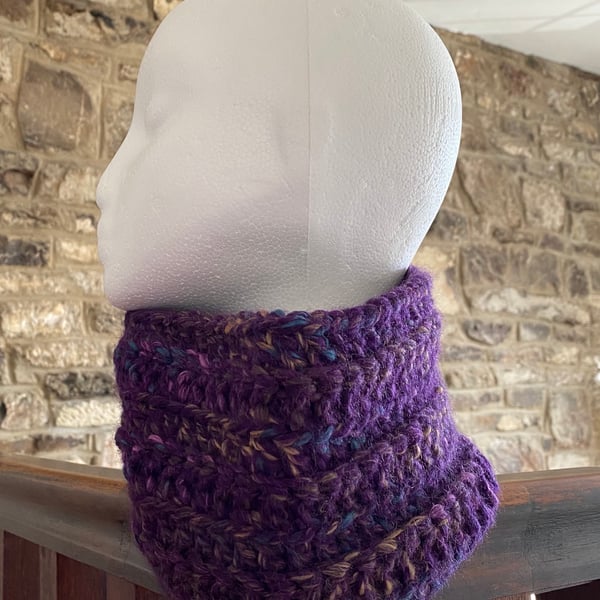 Women’s purple cowl, snood 