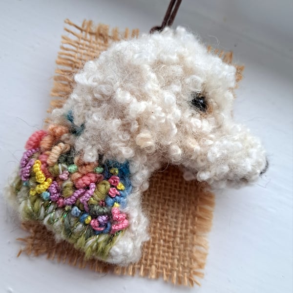 Needle Felted Labradoodle Brooch