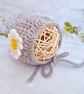 Silver Newborn Daisy Crochet Baby Bonnet 