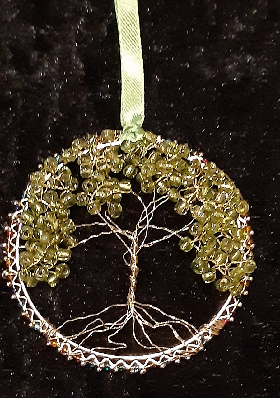  Glass beads  tree of life bangle hangers on a ribbon 