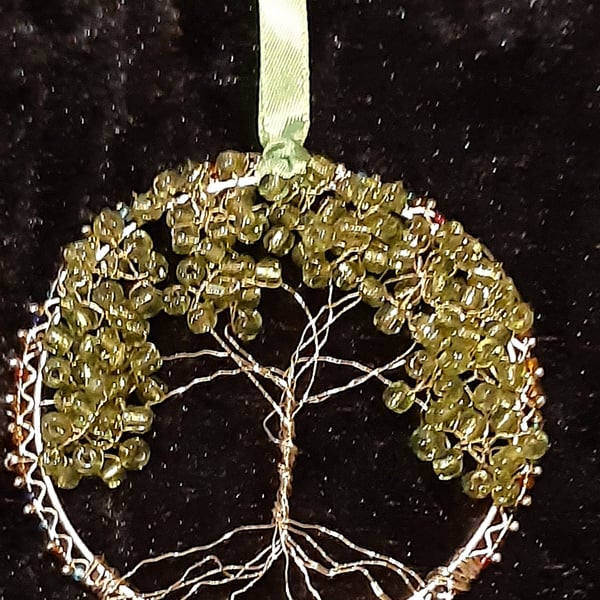  Glass beads  tree of life bangle hangers on a ribbon 