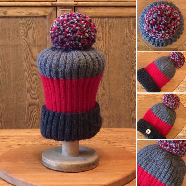 Luxury Ribbed Beanie with large Pom Pom