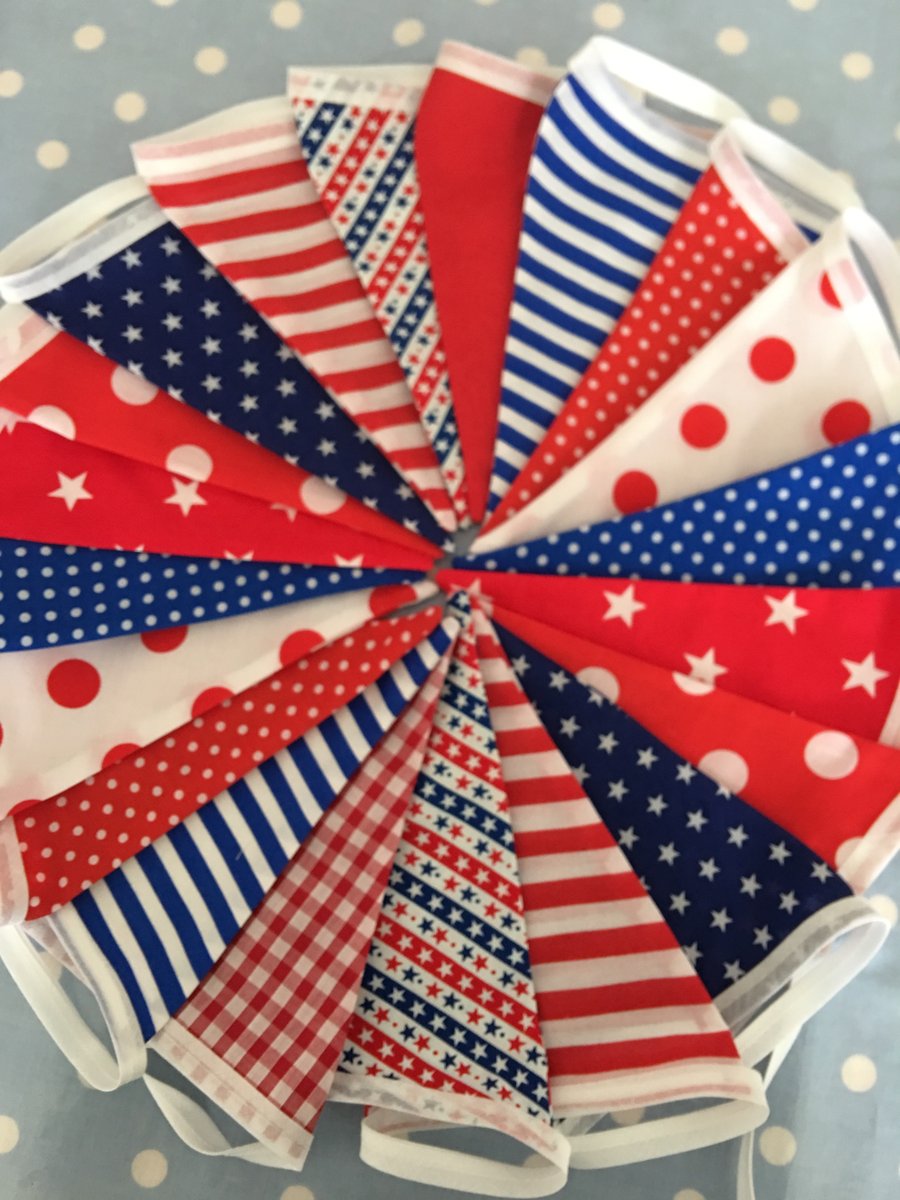 Red and blue boys Bunting in cotton fabrics 