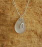 Little white beach glass pendant with horseshoe charm - Image 3