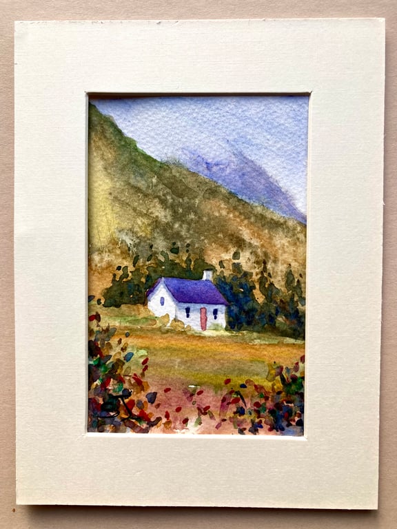 Small watercolour fine art of Glencoe Scottish Highlands original art 