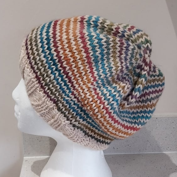 Handknit slouchie hat Alpaca Wool blend M