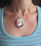 Fire and Water Elements Design Ceramic Pendant on Grey Cord with Lobster Clasp - Image 3