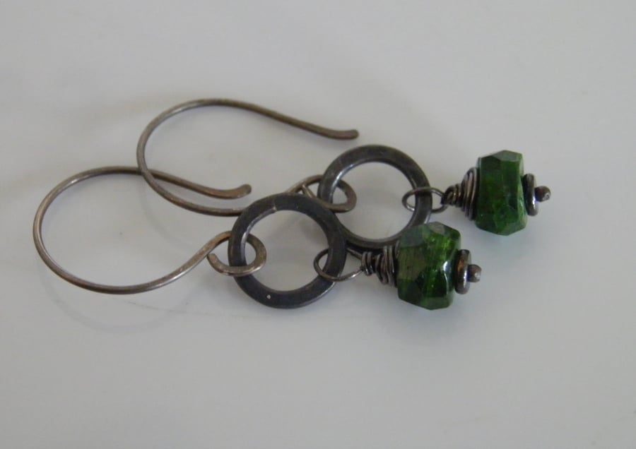 Green Gemstone Earrings Russian Green Diopside 