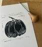 'Little Pumpkin' A5 Original Lino Print - Image 2
