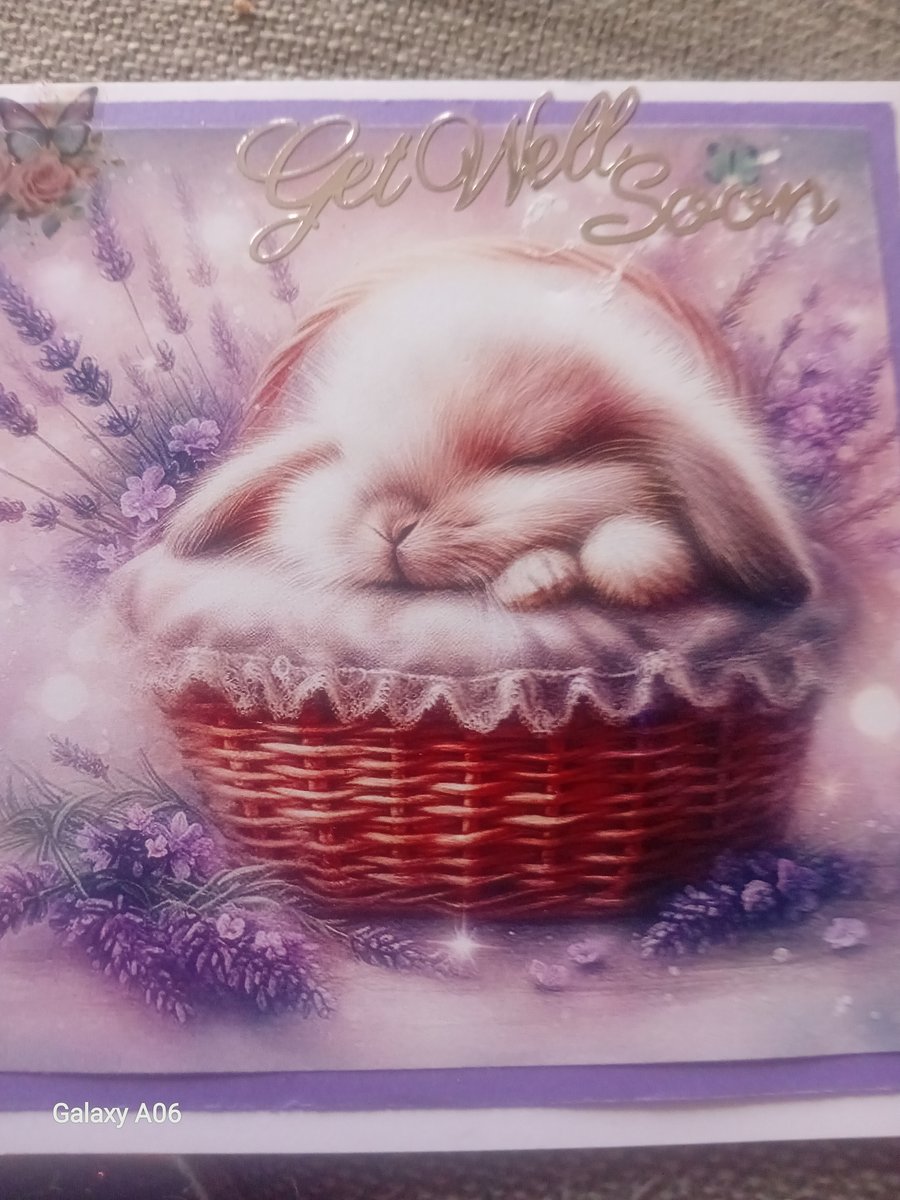 Sleeping Rabbit handmade get well card 