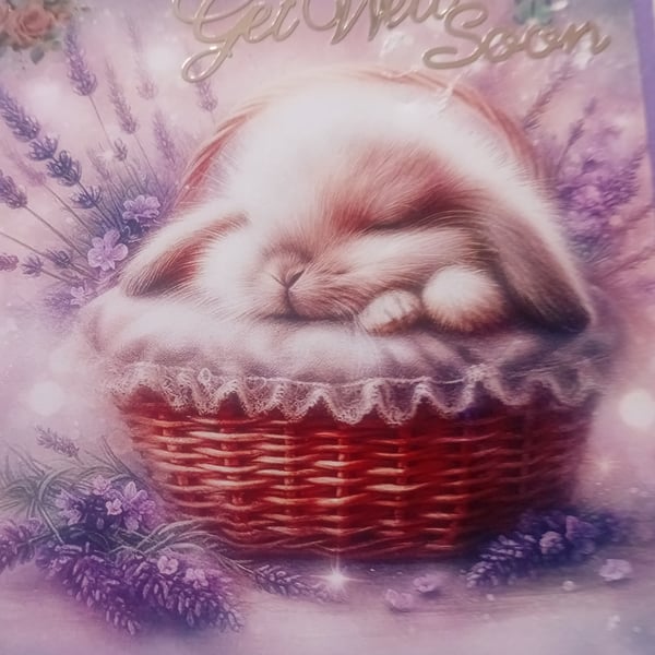 Sleeping Rabbit handmade get well card 