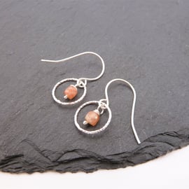 sunstone gemstone earrings, sterling silver