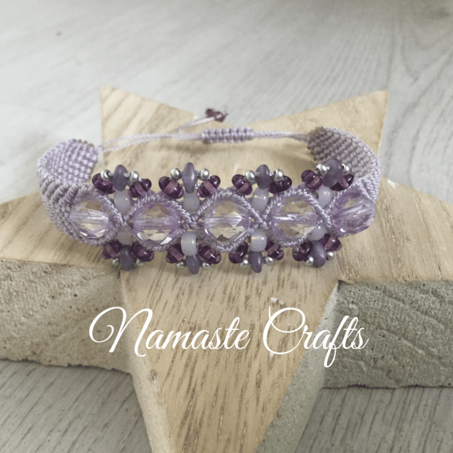 Beautiful handmade beaded bracelet , lilac accessories, beach bracelet, unique 