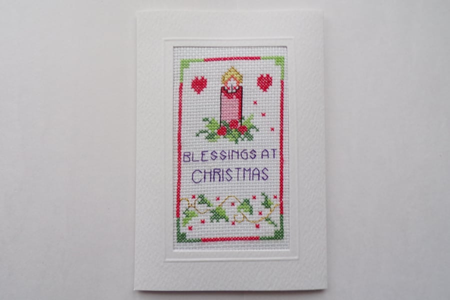Christmas Card, Stitched Christmas Card, Blessings at Christmas Card