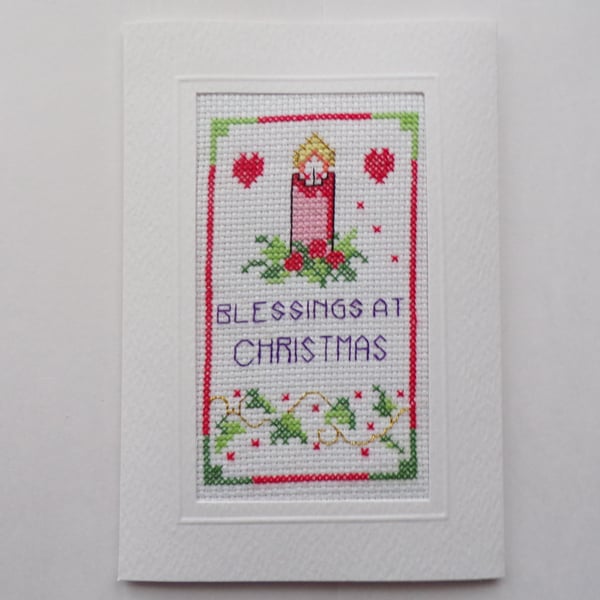 Christmas Card, Stitched Christmas Card, Blessings at Christmas Card