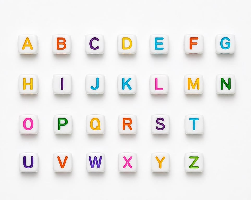 6mm White Cube Acrylic Alphabet Beads, Colourful single & mixed Letters 