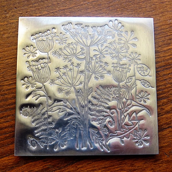 Pewter embossed BusySeedheads coaster