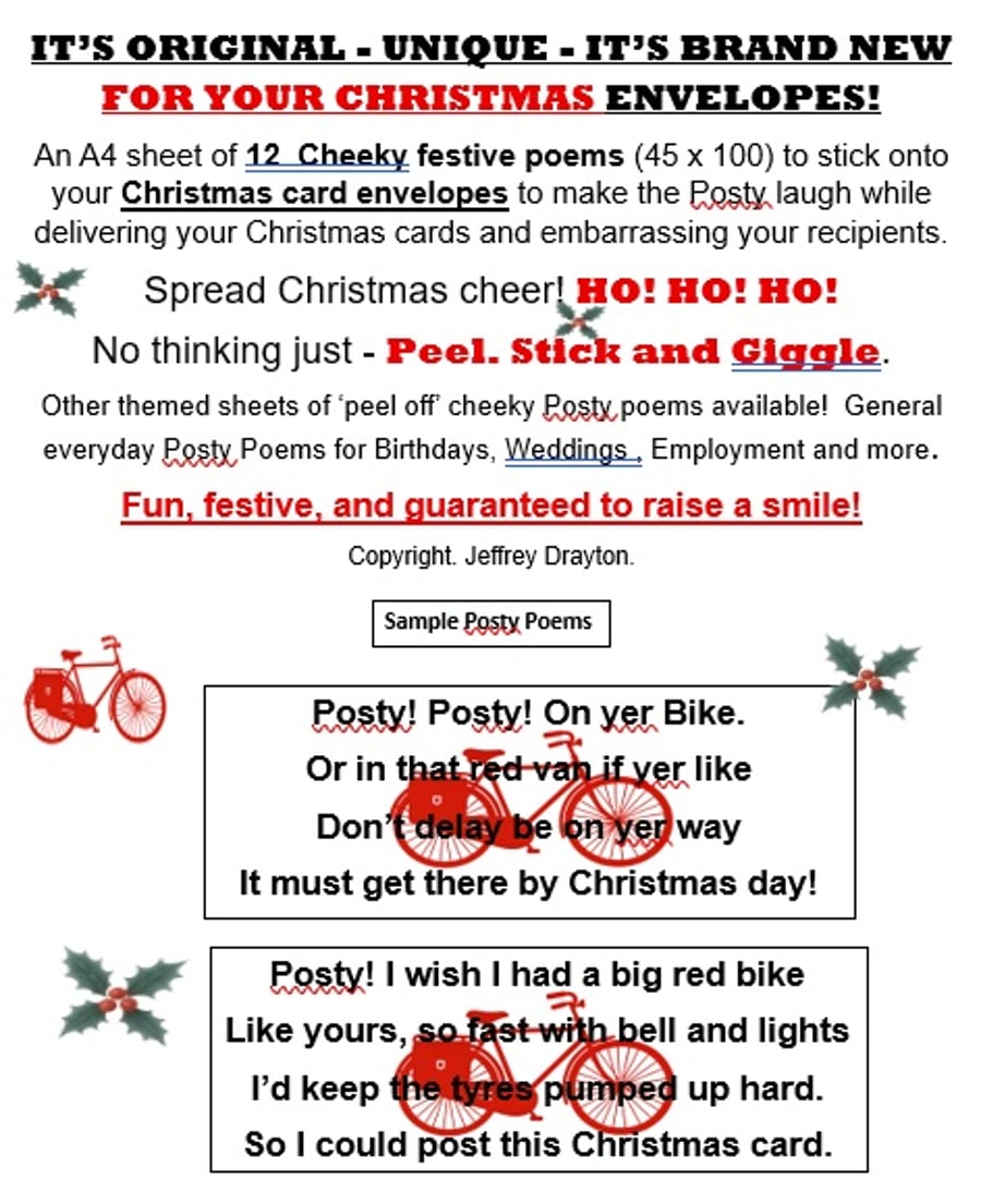 “Posty Poems – Playful-cheeky-funny poems for your Posty and fun for you!