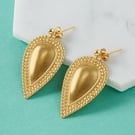Gold teardrop earrings - Brass dangle earrings - Tribal drop earrings
