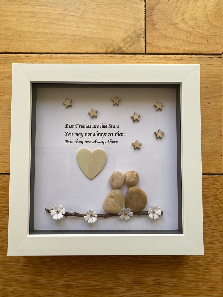Best Friends Pebble Artwork Frame, Besties Gift, Best Friends Gifts, Gifts for H