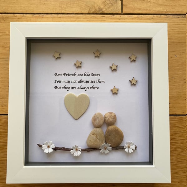 Best Friends Pebble Artwork Frame, Besties Gift, Best Friends Gifts, Gifts for H