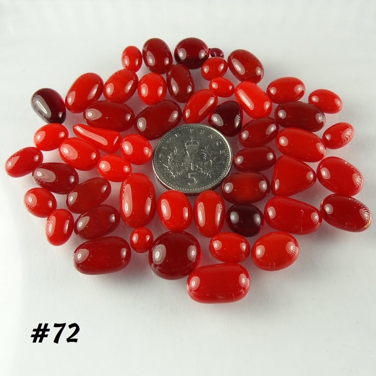 25g red art glass cabochons, for jewellery making, crafting (72)