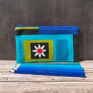 'Eleonore' Pencil Case, 1960s French Vintage Barkcloth Fabric, Royal Blue