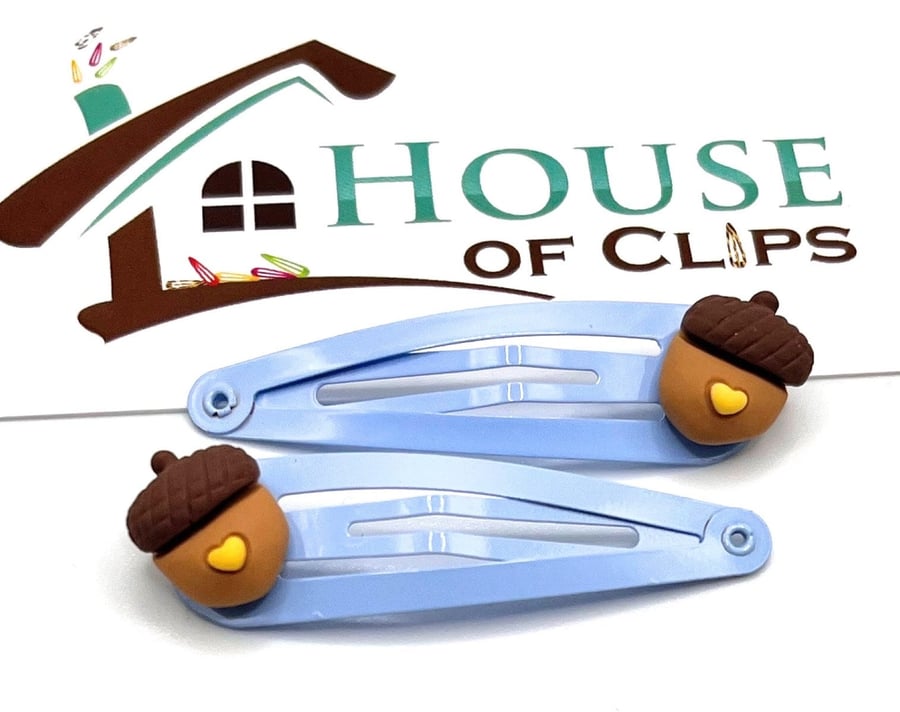 Acorn Hair Clips - Acorn Barrettes - Seasonal Hair Clips - Non Slip Hair Slides 