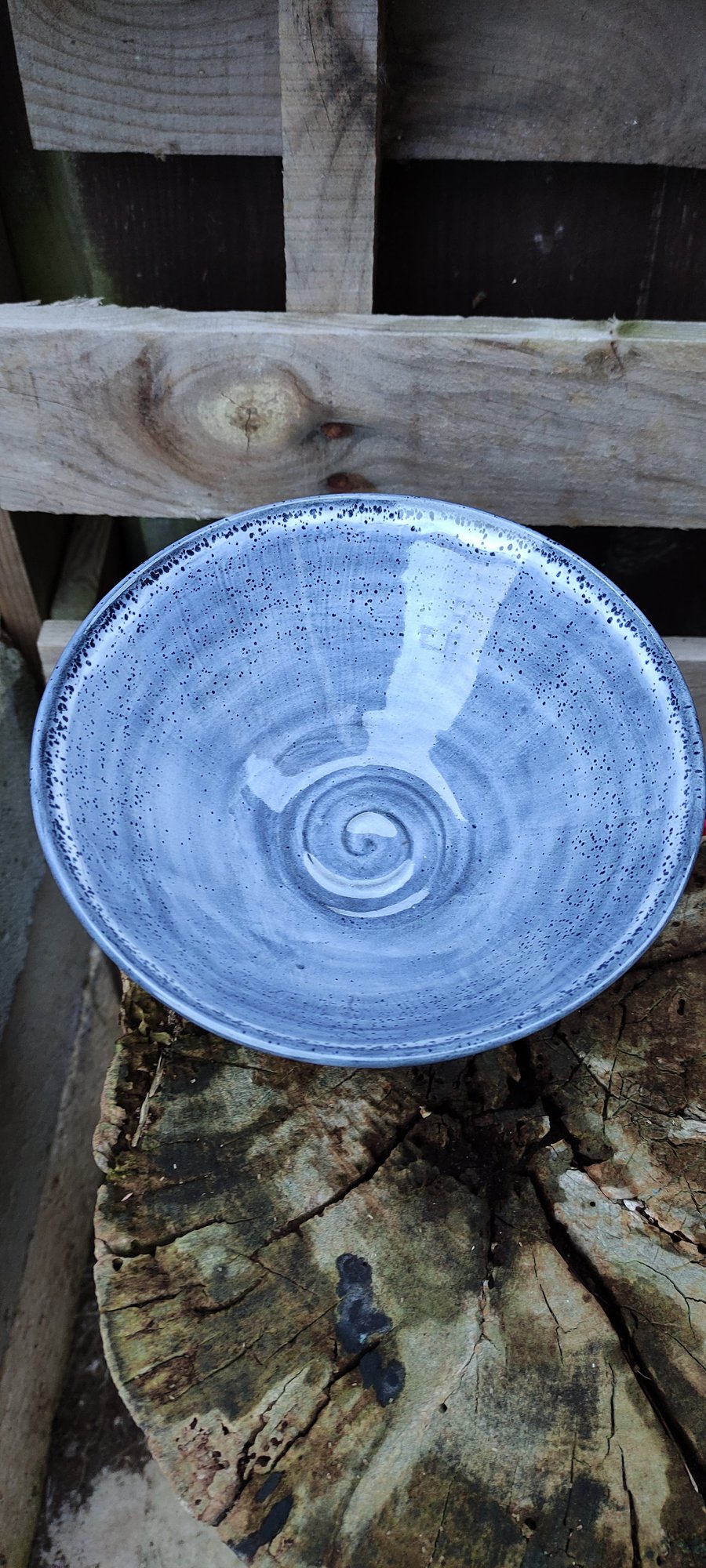 Grey blue-ish speckled bowl