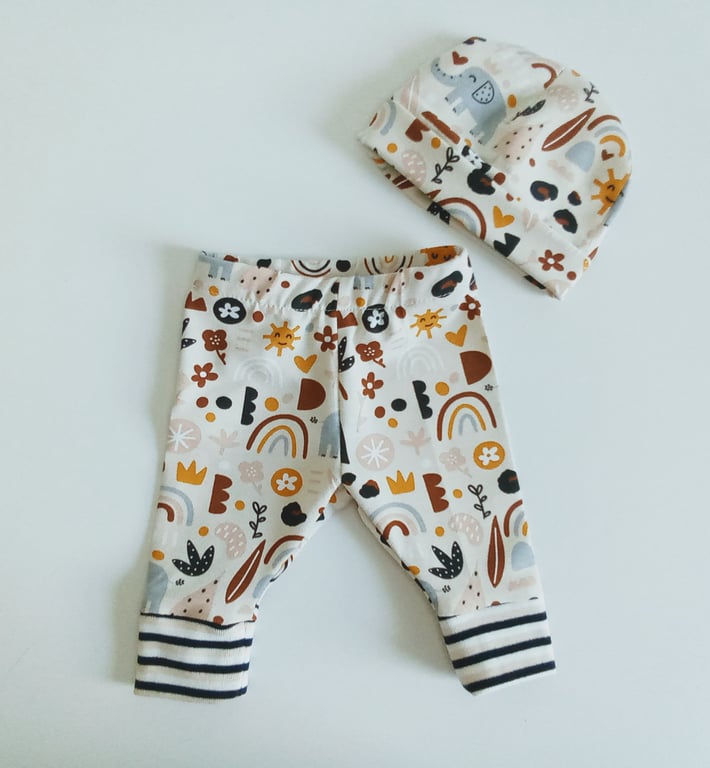 Preemie, premature baby Leggings and hat gift set, gift for new baby, unisex 
