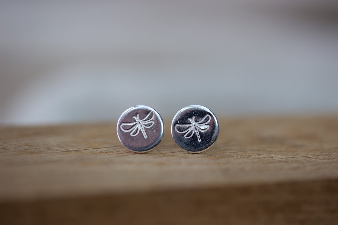 Silver Dragonfly Stud Earrings