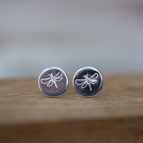 Silver Dragonfly Stud Earrings
