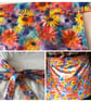 Yellow floral tie waist apron with three pockets, Half Apron - Image 7