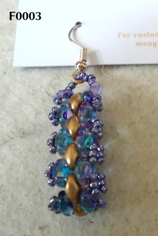 Brickwork-pattern bead earrings (customisable)