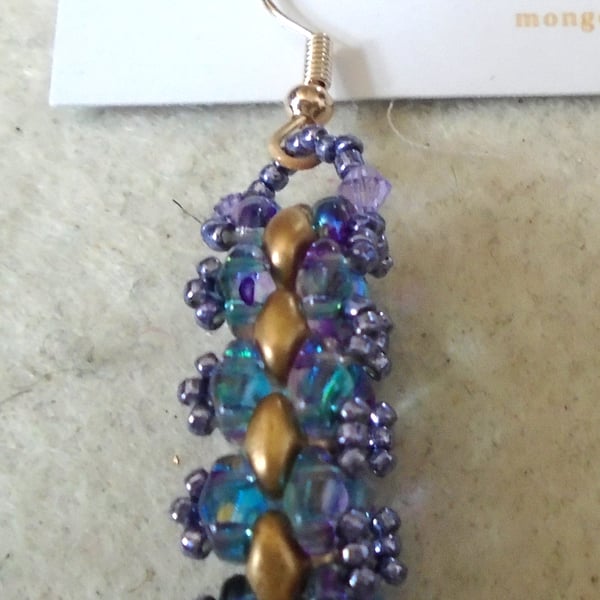 Brickwork-pattern bead earrings (customisable)