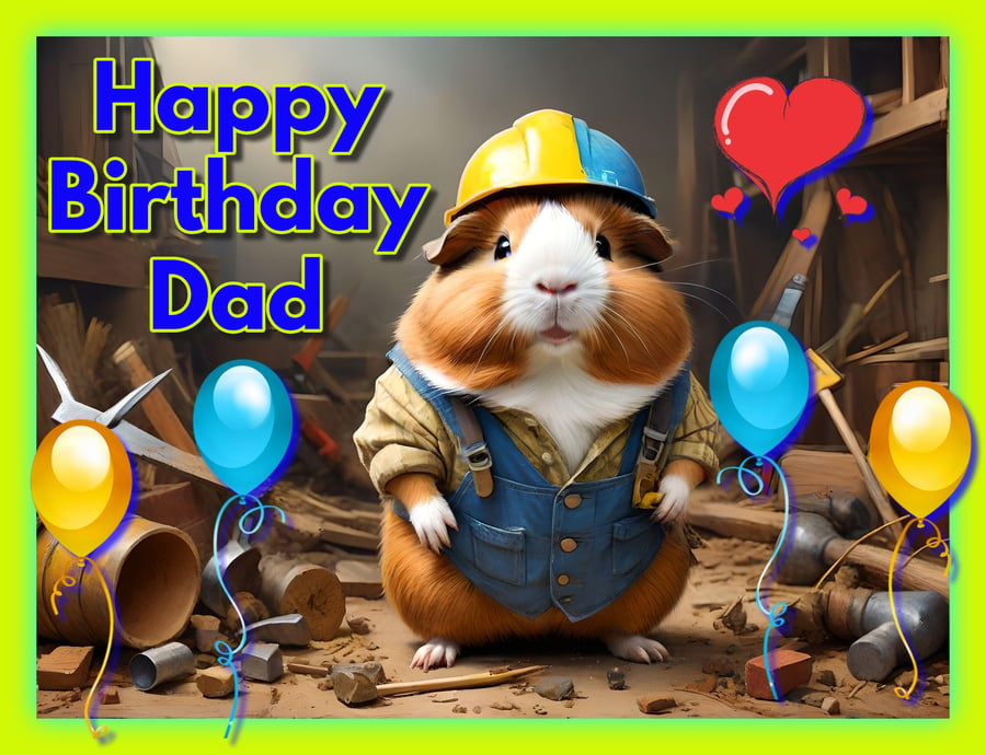 Happy Birthday Dad Guinea Pig Card DIY A5