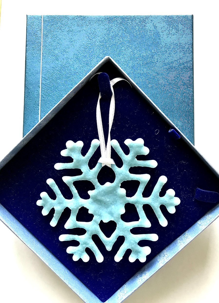 Ice Blue Glass Snowflake