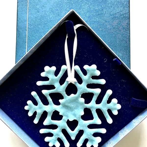 Ice Blue Glass Snowflake