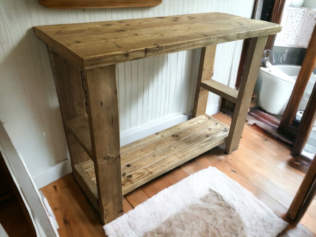 Rustic Vanity Unit Console Table Farmhouse Style THE TARRANT