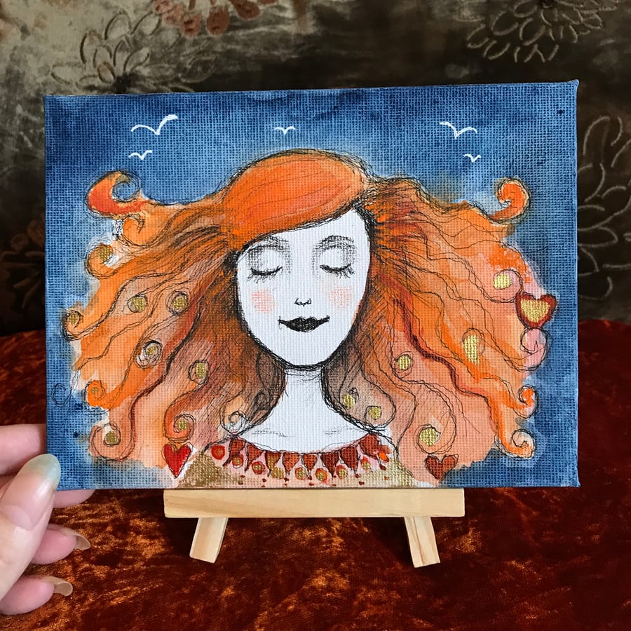 SALE! Original watercolour painting with display stand 