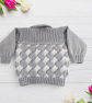 Baby Hand Knitted Cardigan Grey White, Woven Effect Knitted Jacket - Image 5
