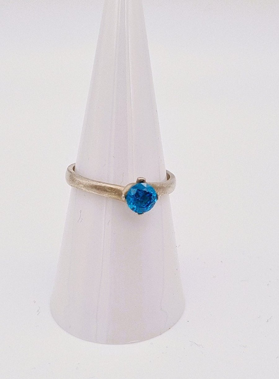 Sterling Silver And Blue Gemstone Ring