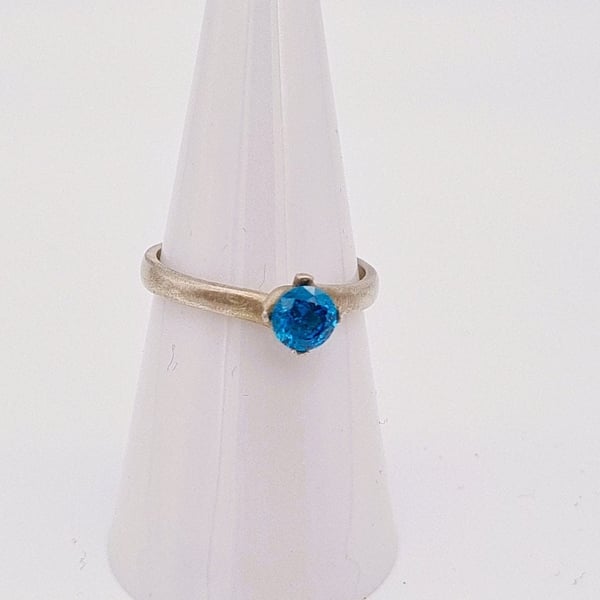 Sterling Silver And Blue Gemstone Ring