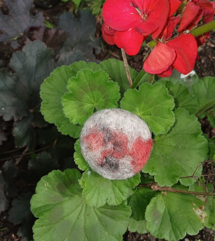 Red and Grey Planet Brooch