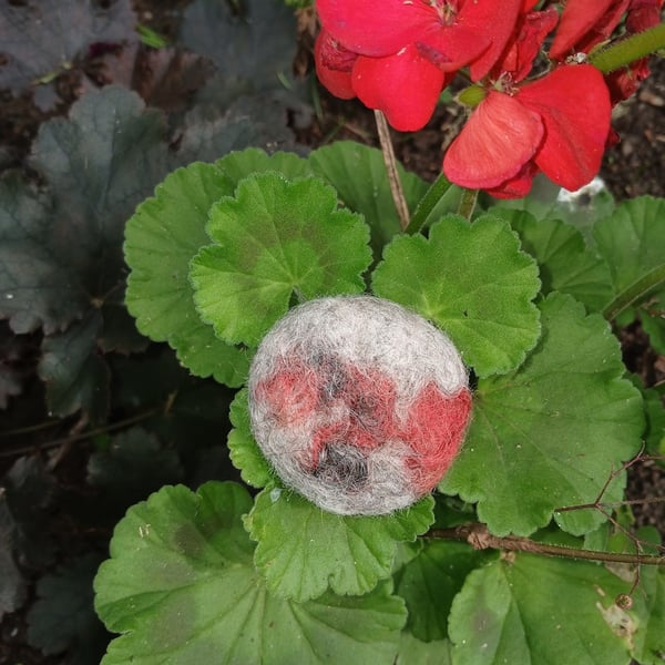 Red and Grey Planet Brooch